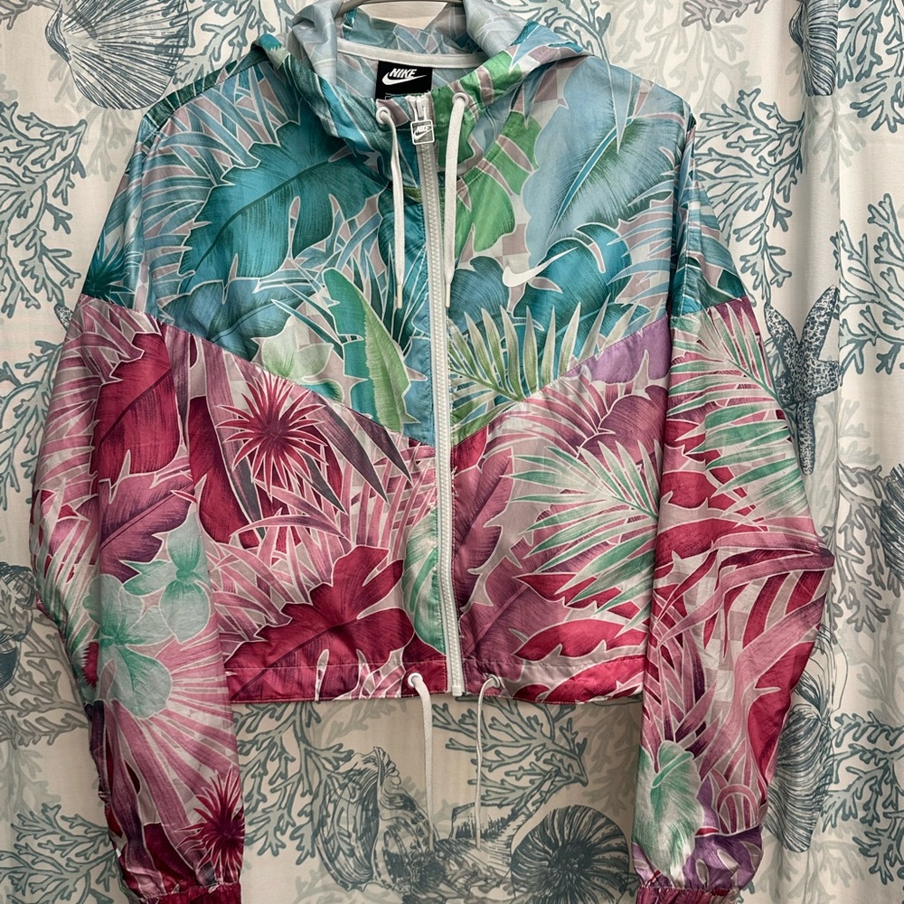 NIKE Tropical Floral Cropped Windbreaker Windrunner Jacket WOMEN’S SMALL S